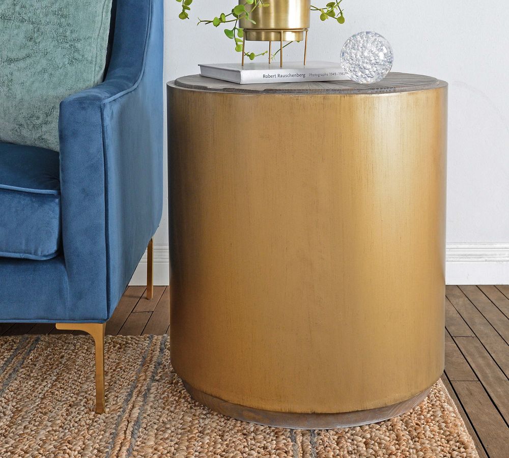 Brockton Metal Wrapped Side Table Pottery Barn
