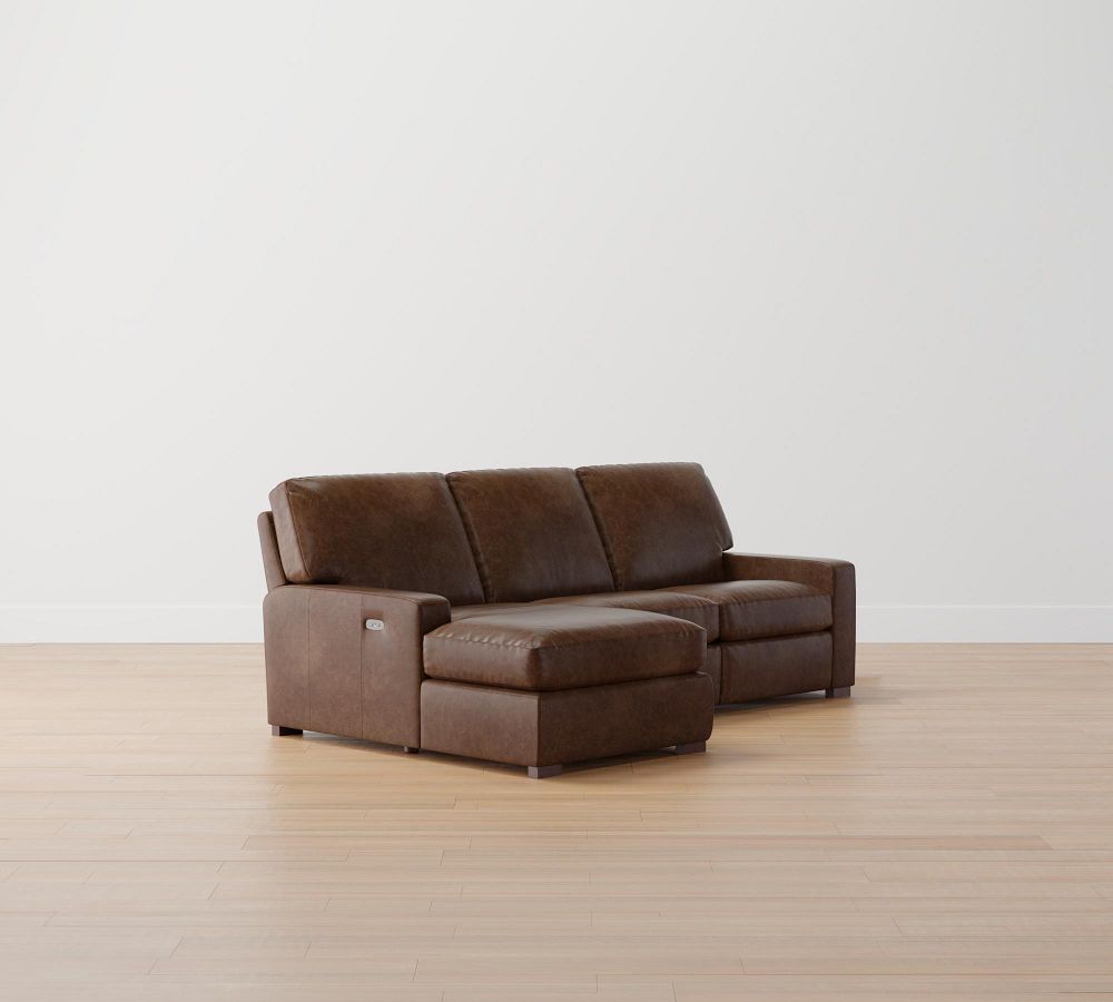 Turner Square Arm Leather Power Reclining Chaise Sectional Pottery Barn