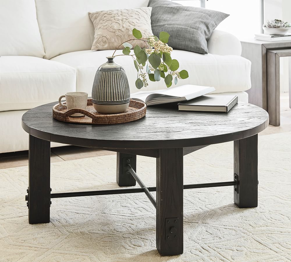 pottery barn circle coffee table