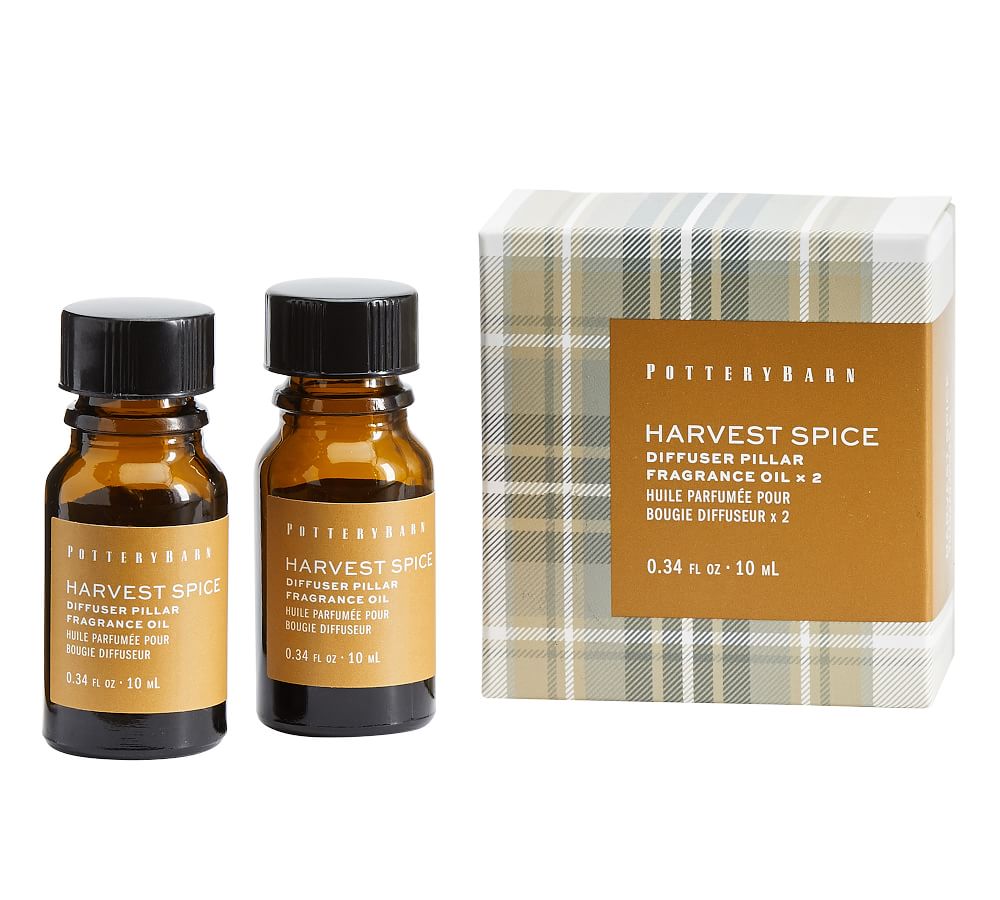 Flameless Diffuser Pillar Candle Fragrance Oil Harvest Spice, Set of