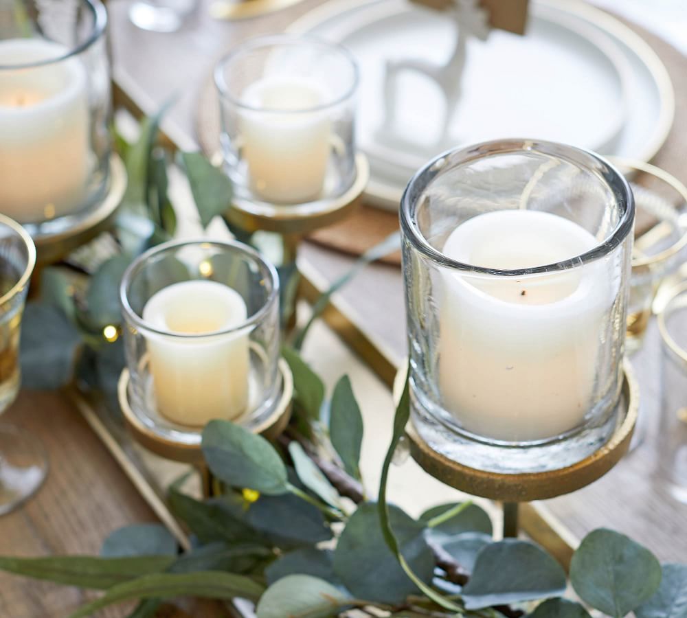 Draper Brass Pillar Candle Centerpiece | Pottery Barn