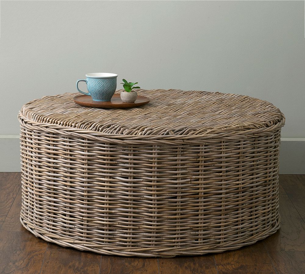 pottery barn wicker coffee table