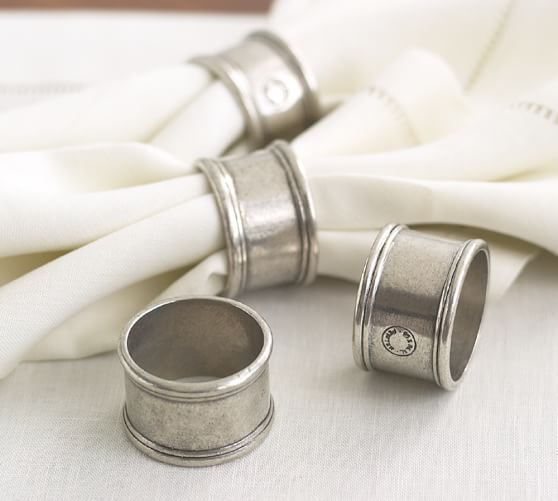 Set of 12 Park Designs Beaded Pewter Napkin Ring,Silver 