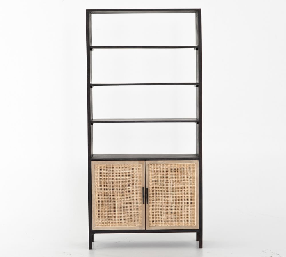 Doloures Cane Bookcase with Doors Pottery Barn