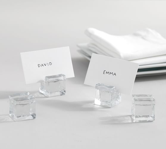 Slab Glass Cube Place Card Holders, Set of 4