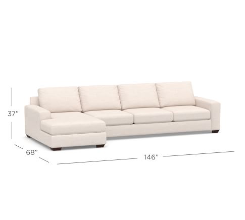 Big Sur Square Arm Upholstered Sofa Chaise Sectional | Pottery Barn