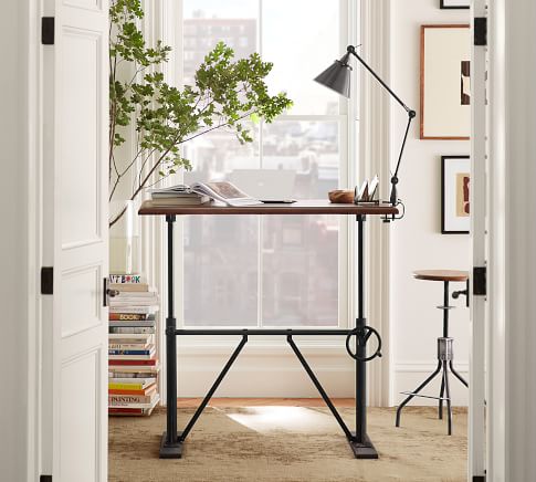 pottery barn wood standing desk