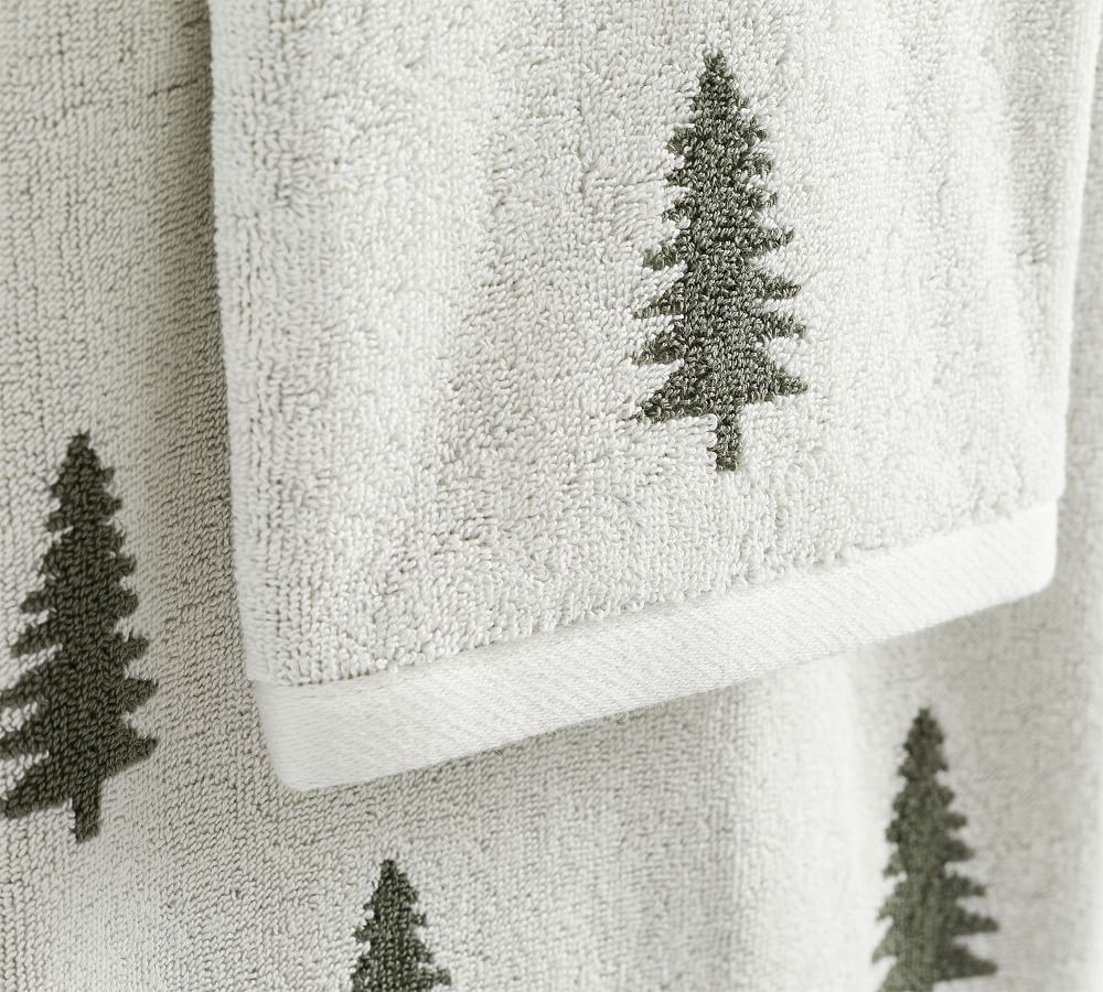 Pine Tree Reversible Jacquard Towels Pottery Barn