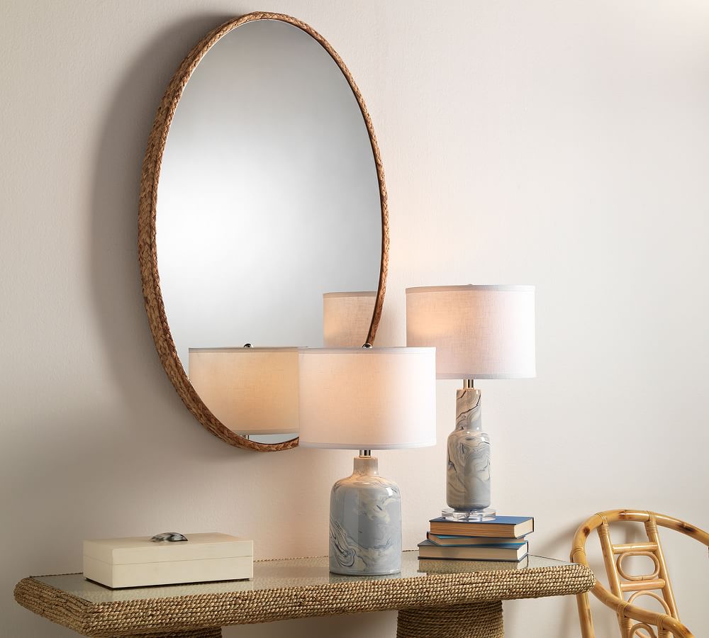 Archie Braided Seagrass Oval Wall Mirror Pottery Barn