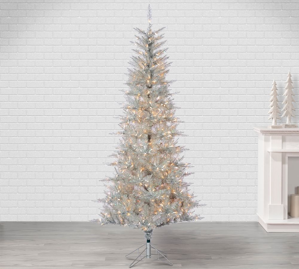 Pre-Lit Tuscany Tinsel Faux Christmas Trees | Pottery Barn