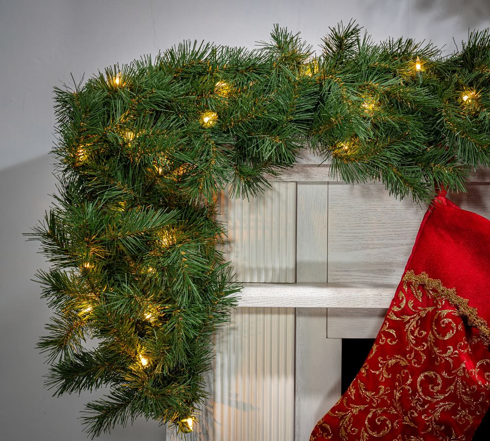 Faux PreLit Aspen Spruce Garland 9' Pottery Barn
