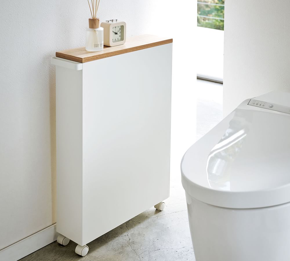 Yamazaki Slim Rolling Bathroom Cart with Handle | Pottery Barn