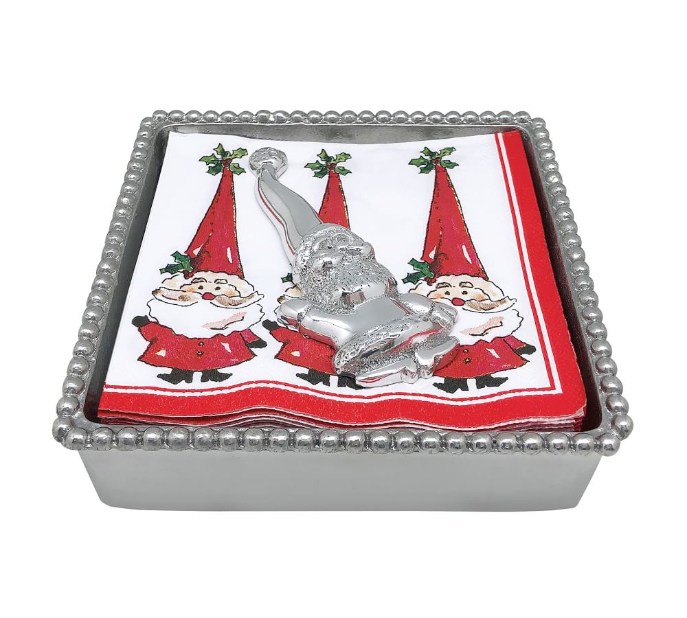 Santa Gnome Handcrafted Recycled Napkin Holder with Napkins Pottery Barn