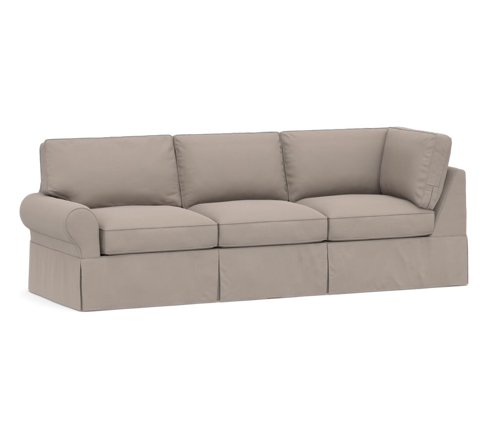 PB Basic Left Return Sofa Slipcover, Performance everydayvelvet Carbon Pottery Barn