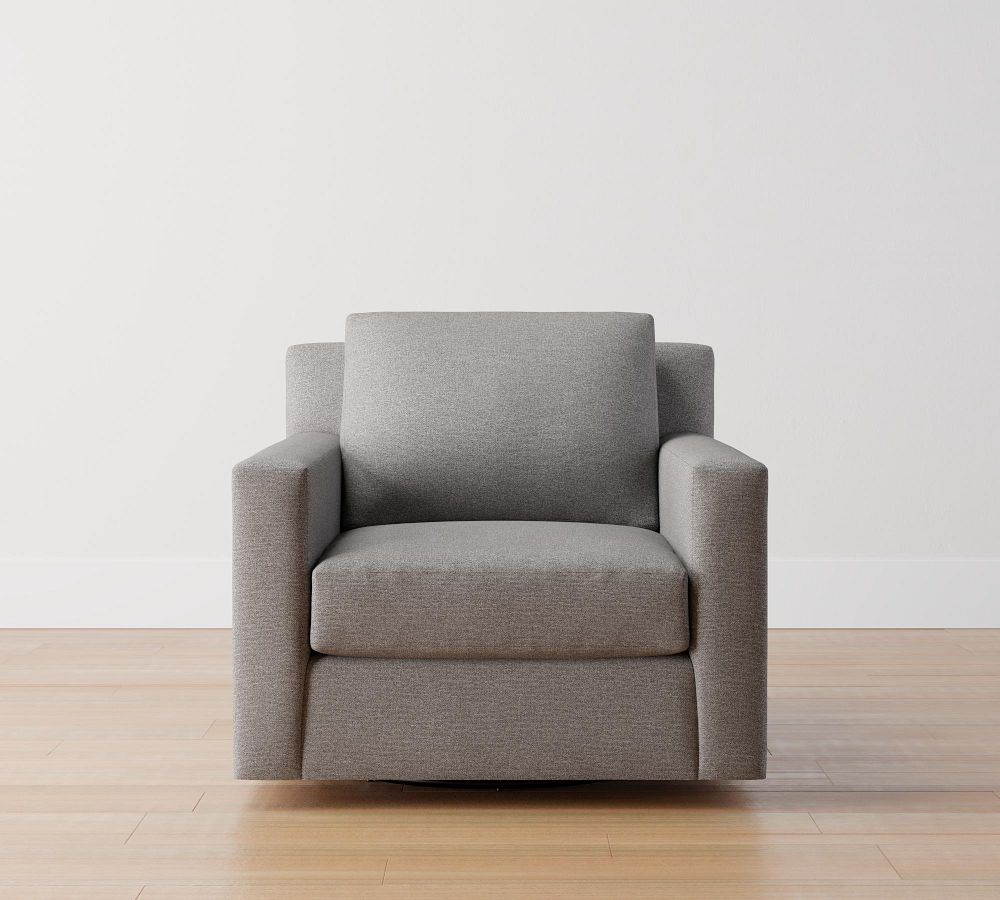 York Square Arm Upholstered Swivel Armchair Pottery Barn