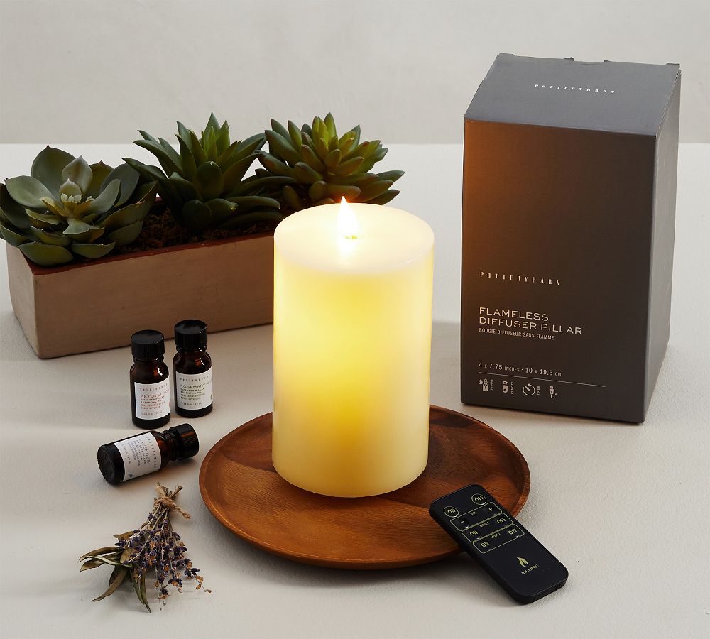 Flameless Oil Diffuser Pillar Candle With Remote Pottery Barn