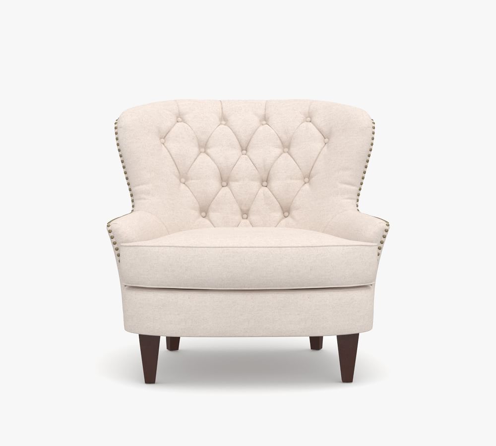 Cardiff Tufted Upholstered Armchair with Nailheads Pottery Barn
