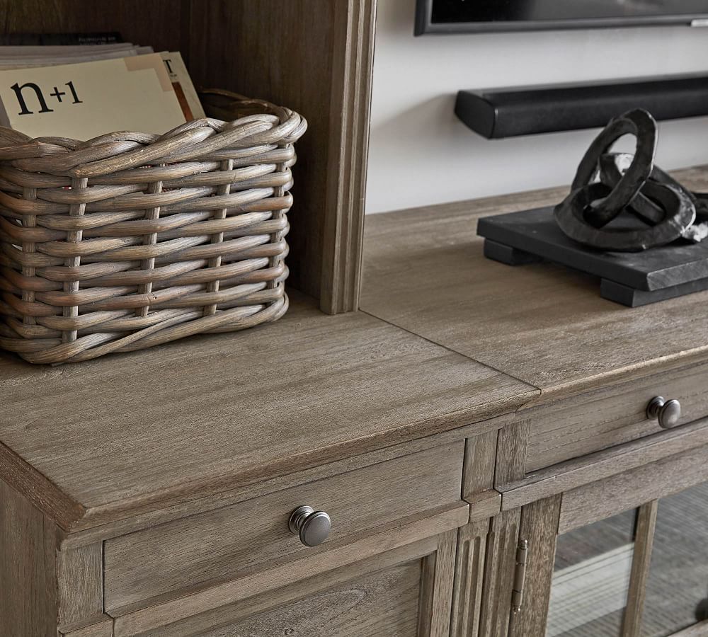 Livingston 7Piece Entertainment Center with Glass Gray Wash