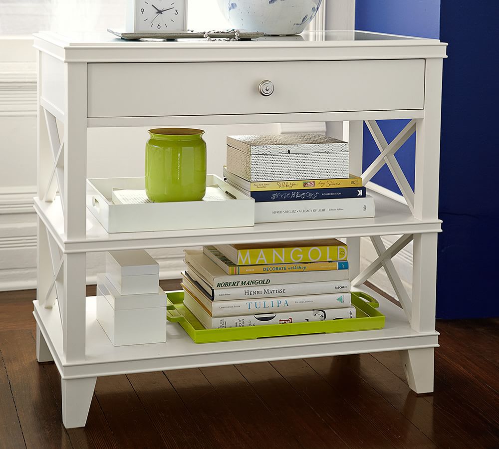 pottery barn white bedside table