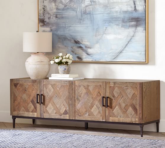 parquet reclaimed wood media console