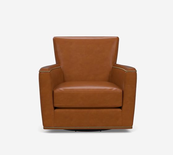 brown leather swivel rocker