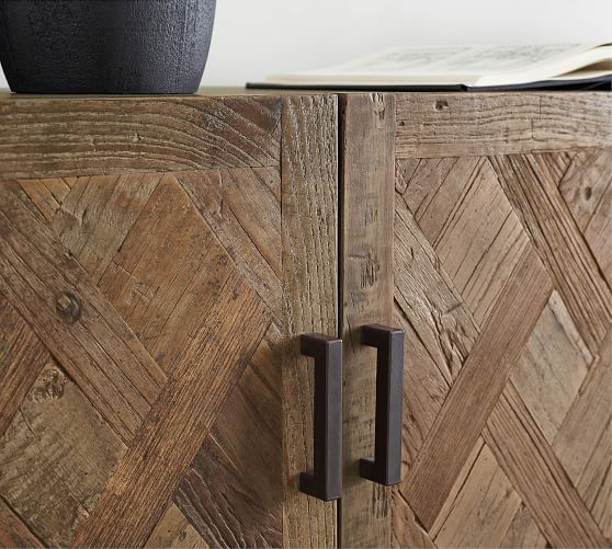 parquet reclaimed wood media console