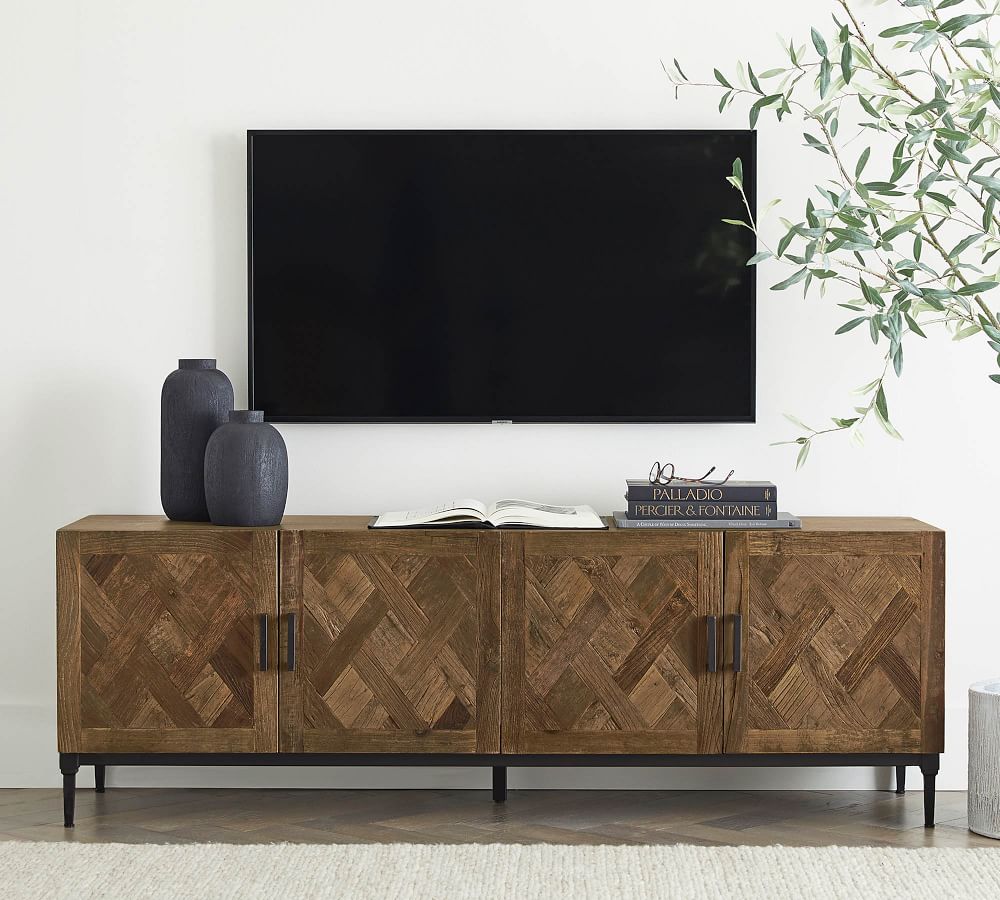 parquet reclaimed wood media console