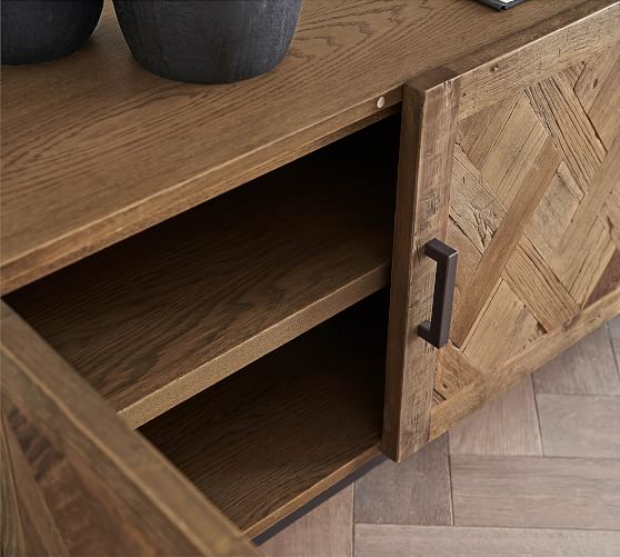 parquet reclaimed wood media console