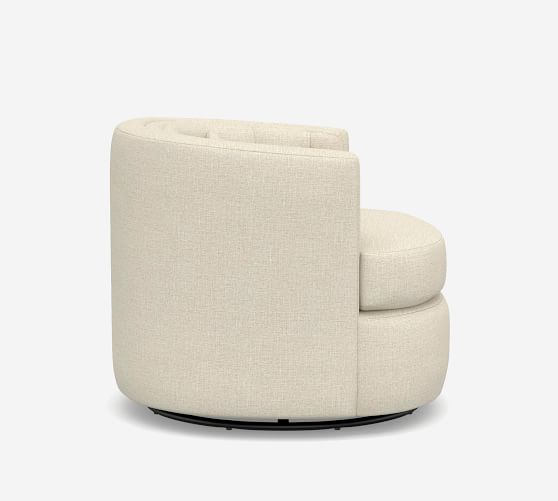 reed upholstered swivel armchair