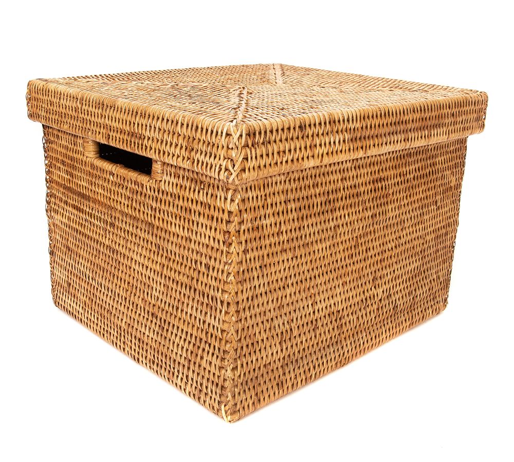 Tava Handwoven Rattan Letter File Box With Lid Pottery Barn