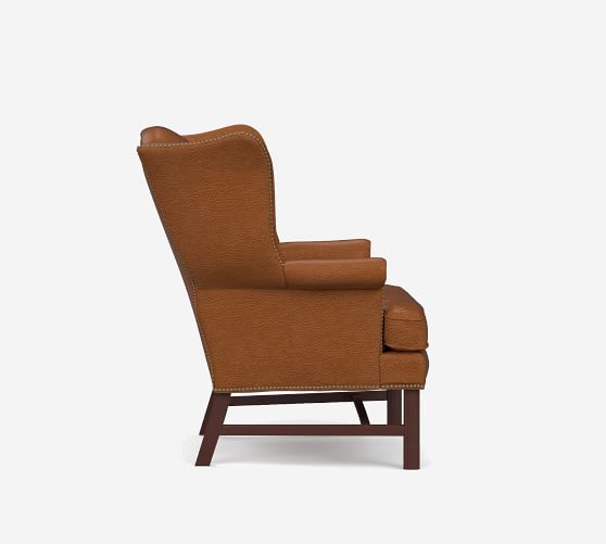 pottery barn thatcher leather wingback chair