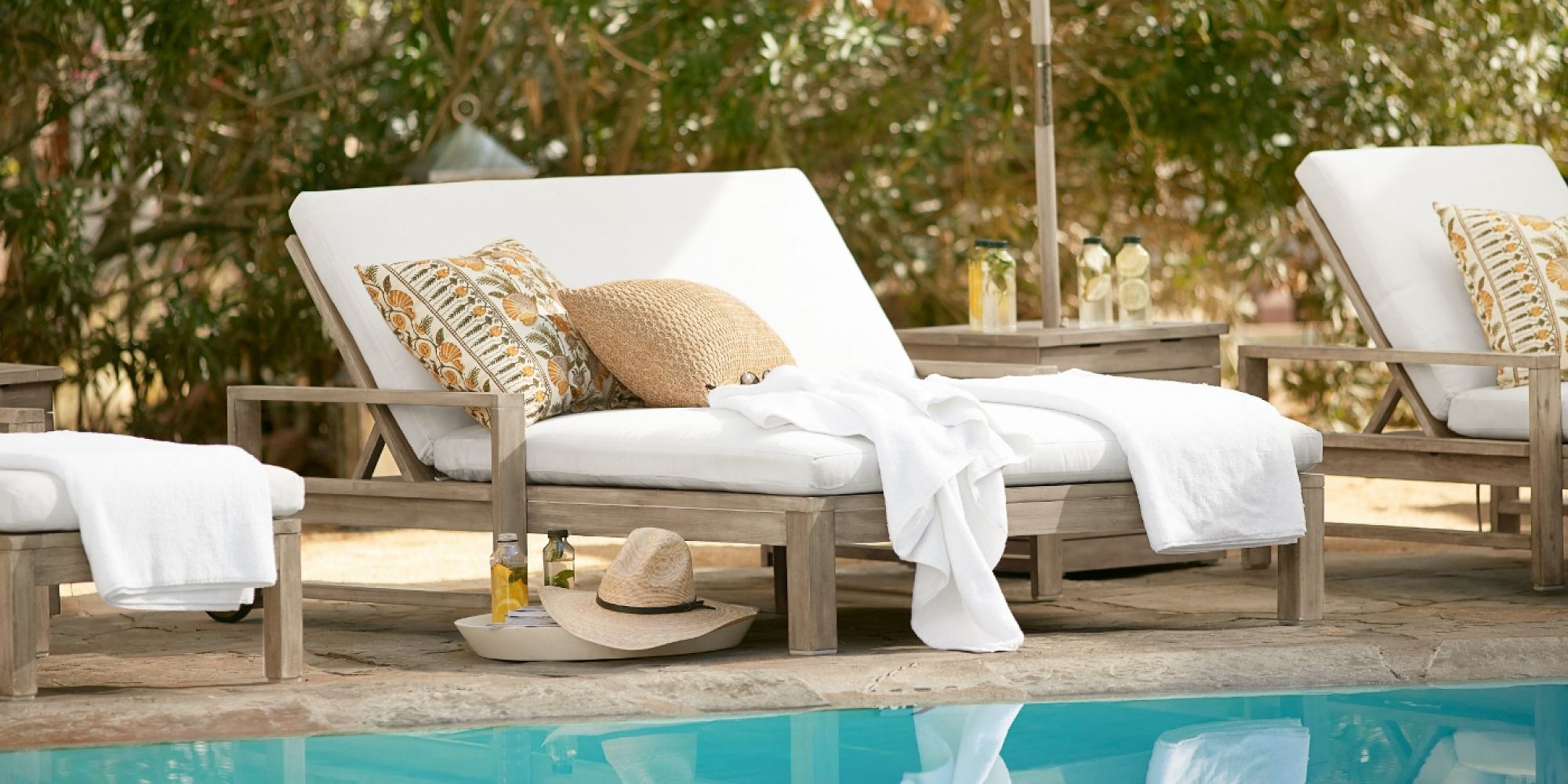 Indio Double Outdoor Chaise Lounge Pottery Barn