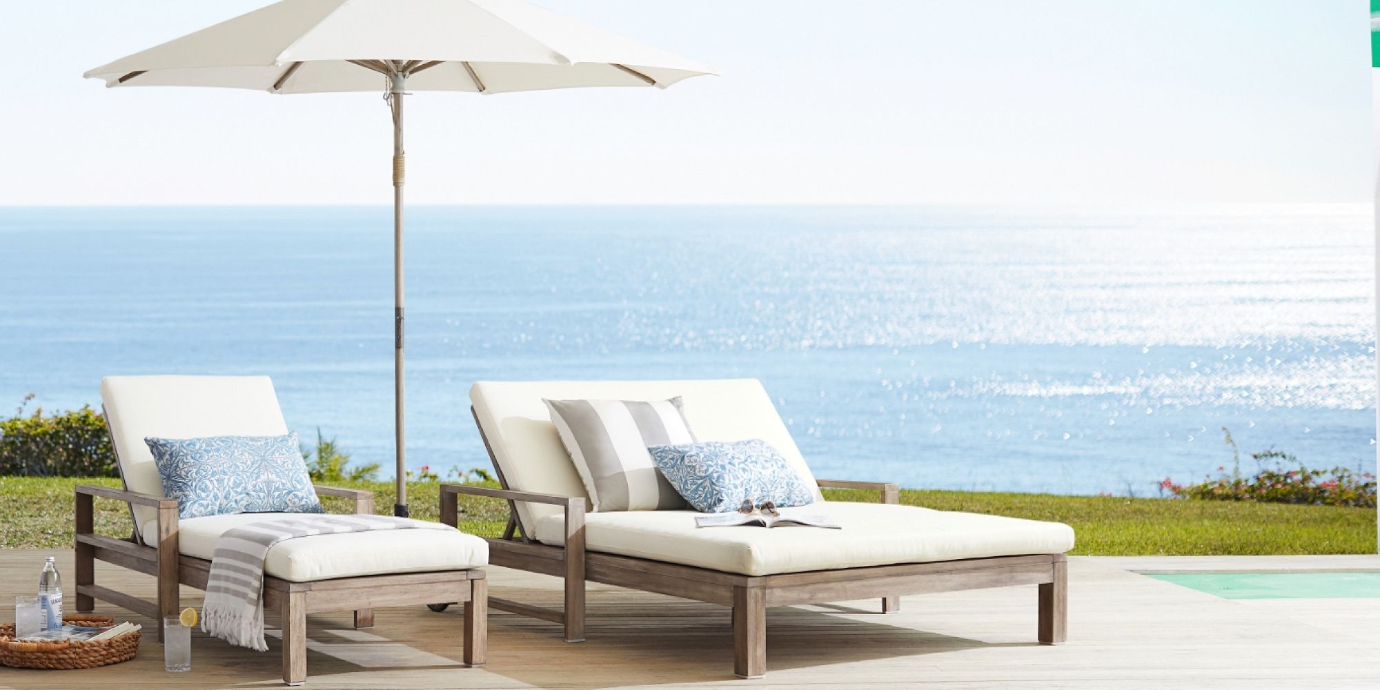 Indio Double Outdoor Chaise Lounge Pottery Barn