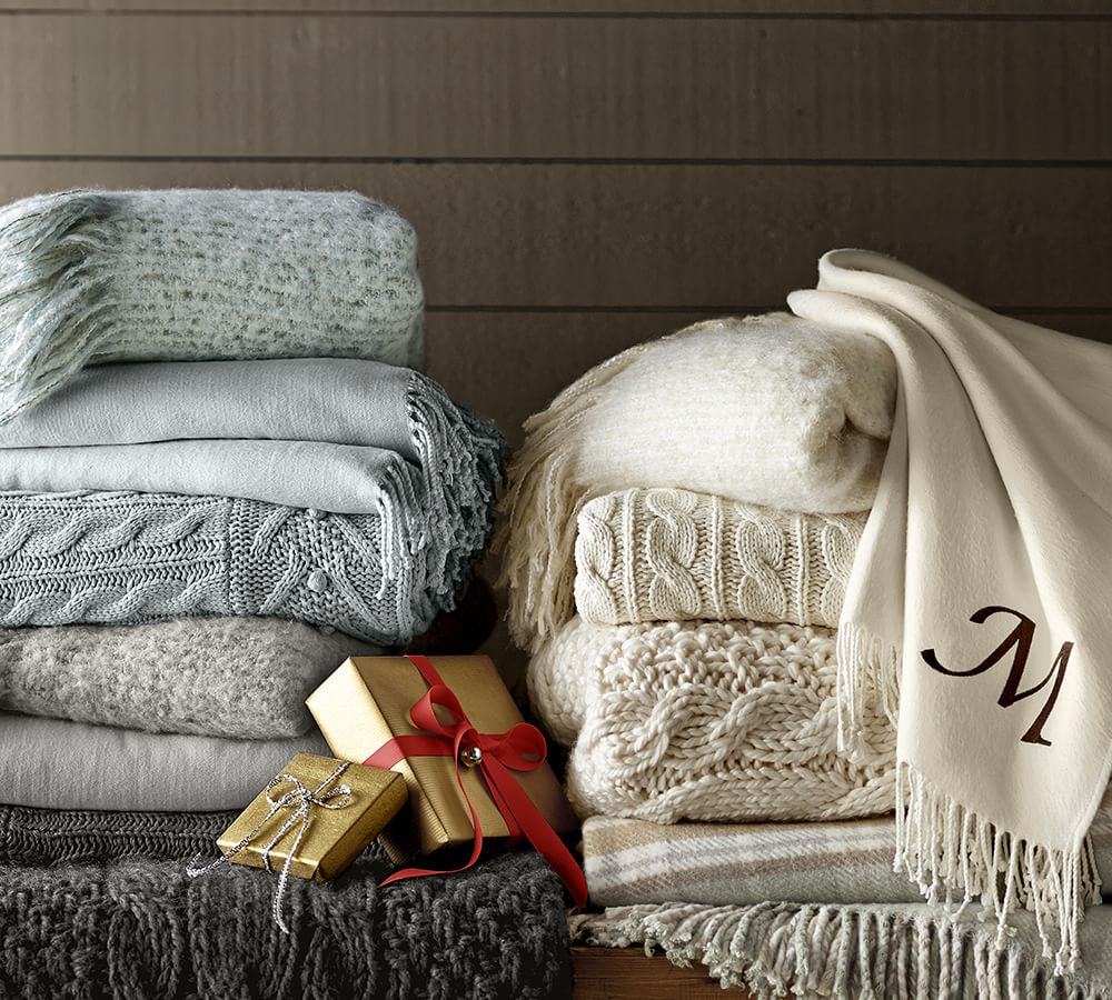 Plaid Fringed Oversized Throw Pottery Barn