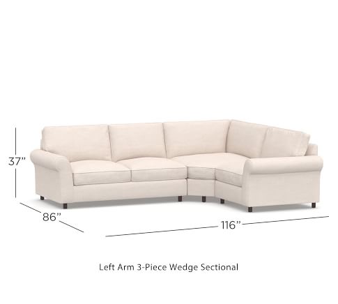PB Comfort Roll Arm Upholstered 3-Piece Sectional with Wedge | Pottery Barn