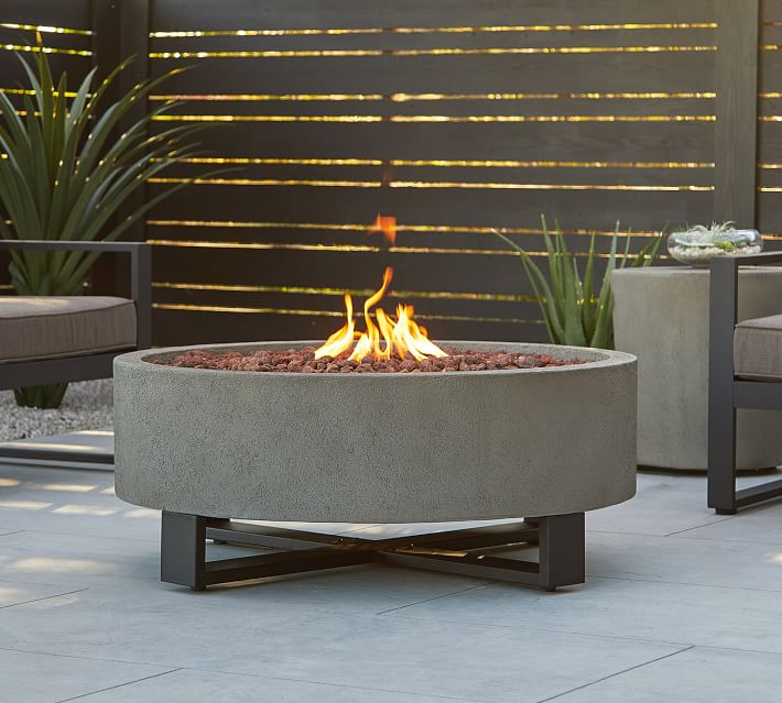 Elmwood 40" Round Concrete Propane Fire Pit Pottery Barn