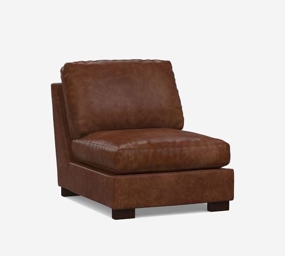 armless leather chair pottery barn