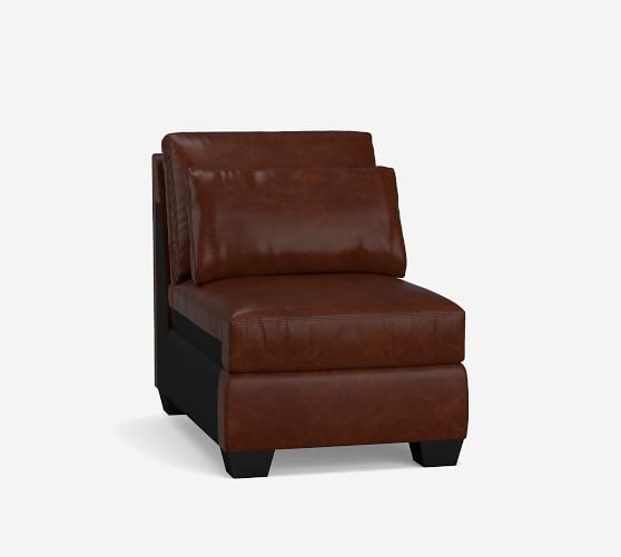 pottery barn armless leather chair