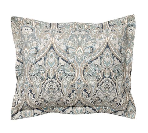 Blue Mackenna Paisley Percale Patterned Duvet Cover & Sham | Pottery Barn