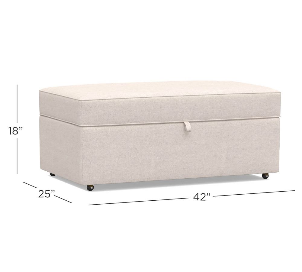 Buchanan Upholstered Cocktail Storage Ottoman | Pottery Barn