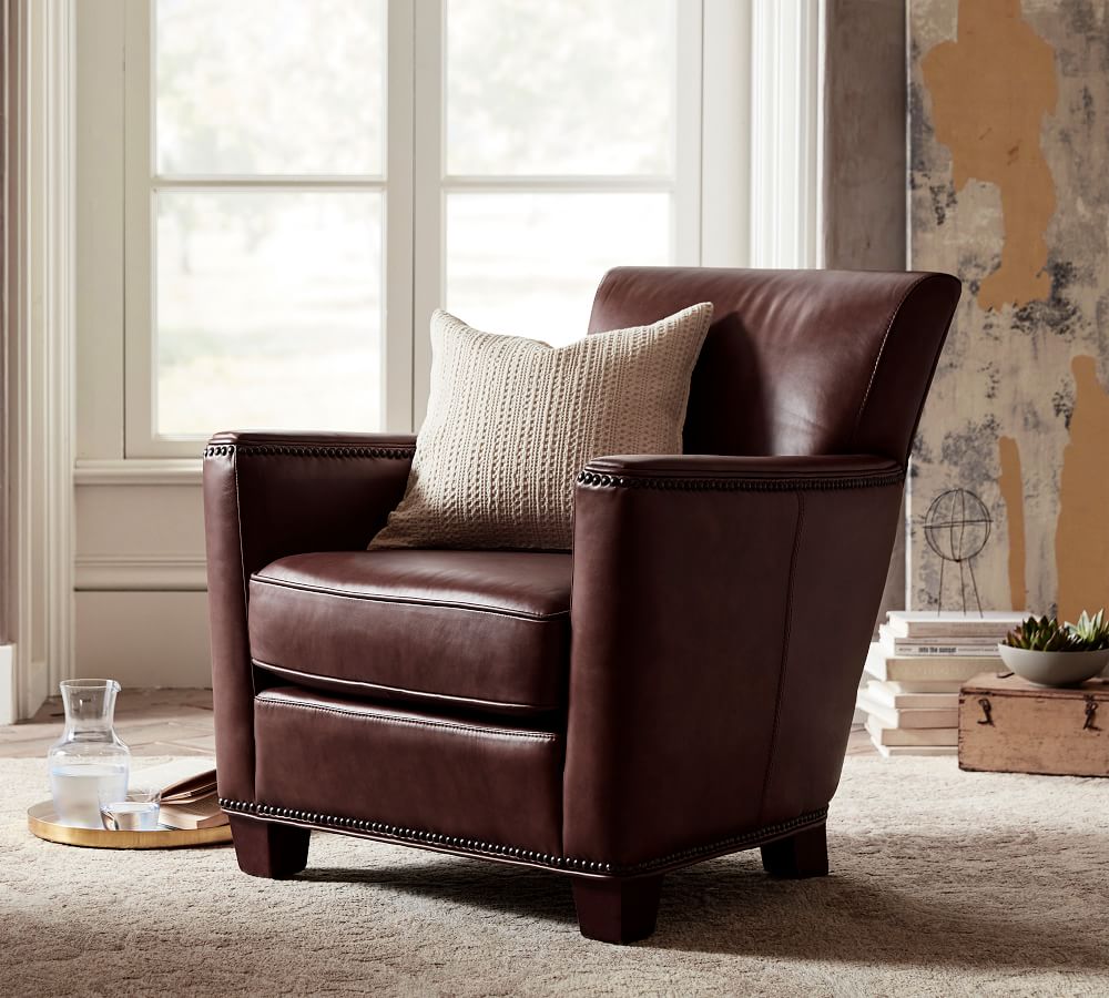 irving leather recliner with nailheads