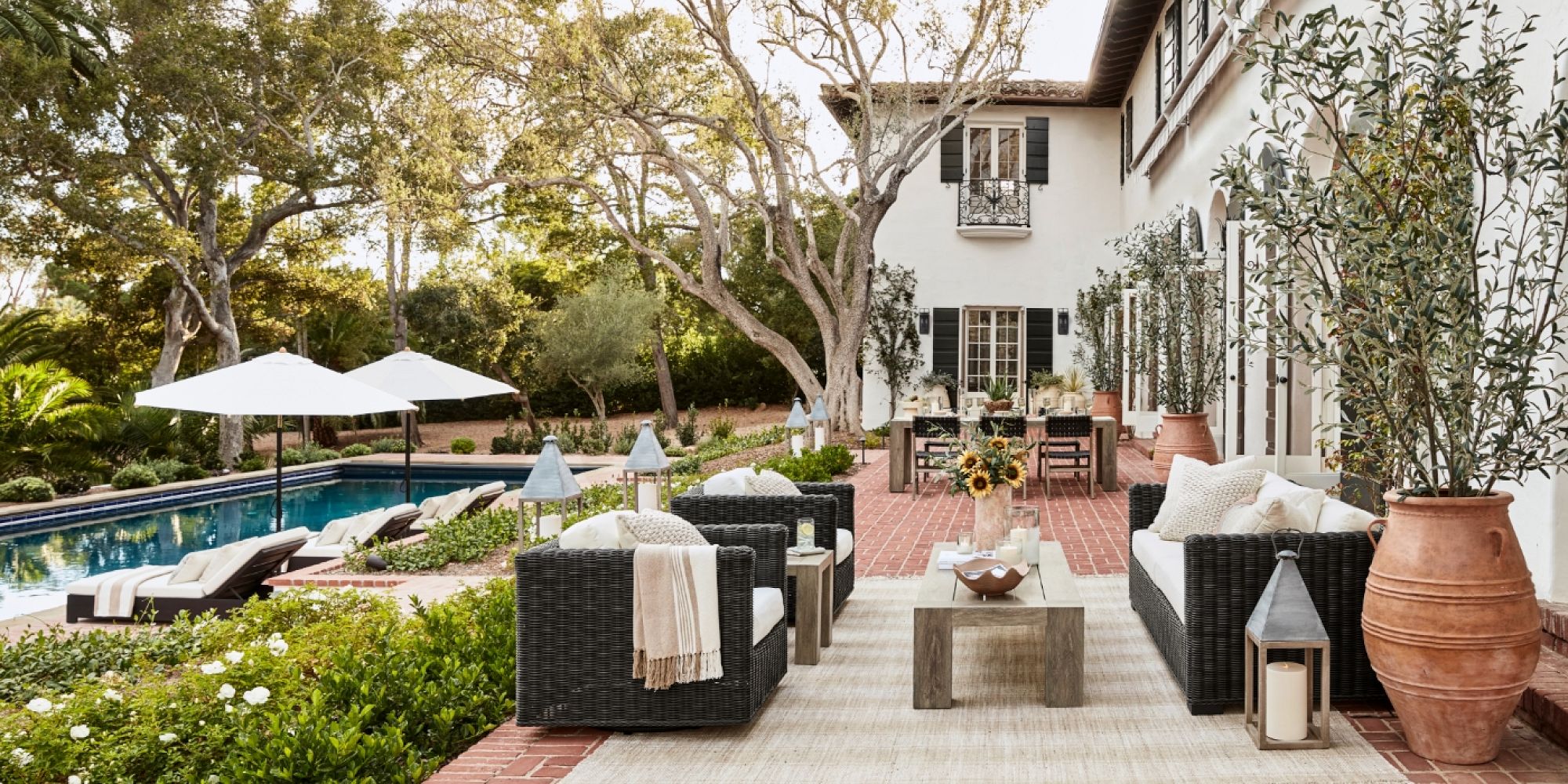 Huntington AllWeather Wicker Square Arm Outdoor Sofa Pottery Barn