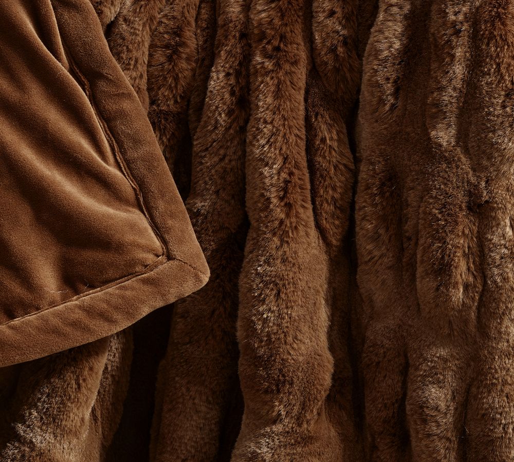 Faux Fur Ruched Throw Blankets Pottery Barn