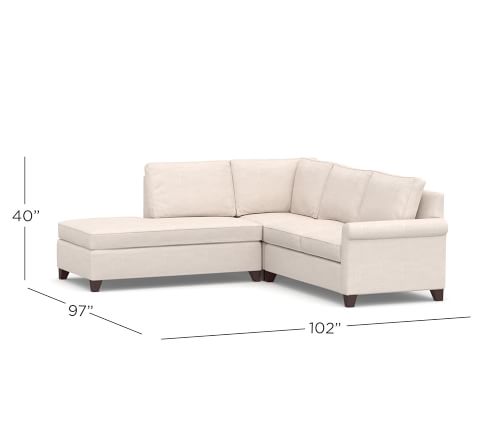 Cameron Roll Arm Upholstered 3-Piece Bumper Sectional | Pottery Barn