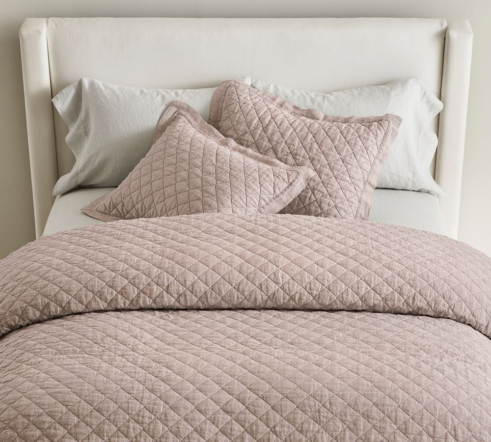 Flax Belgian Flax Linen Diamond Quilt & Sham | Pottery Barn