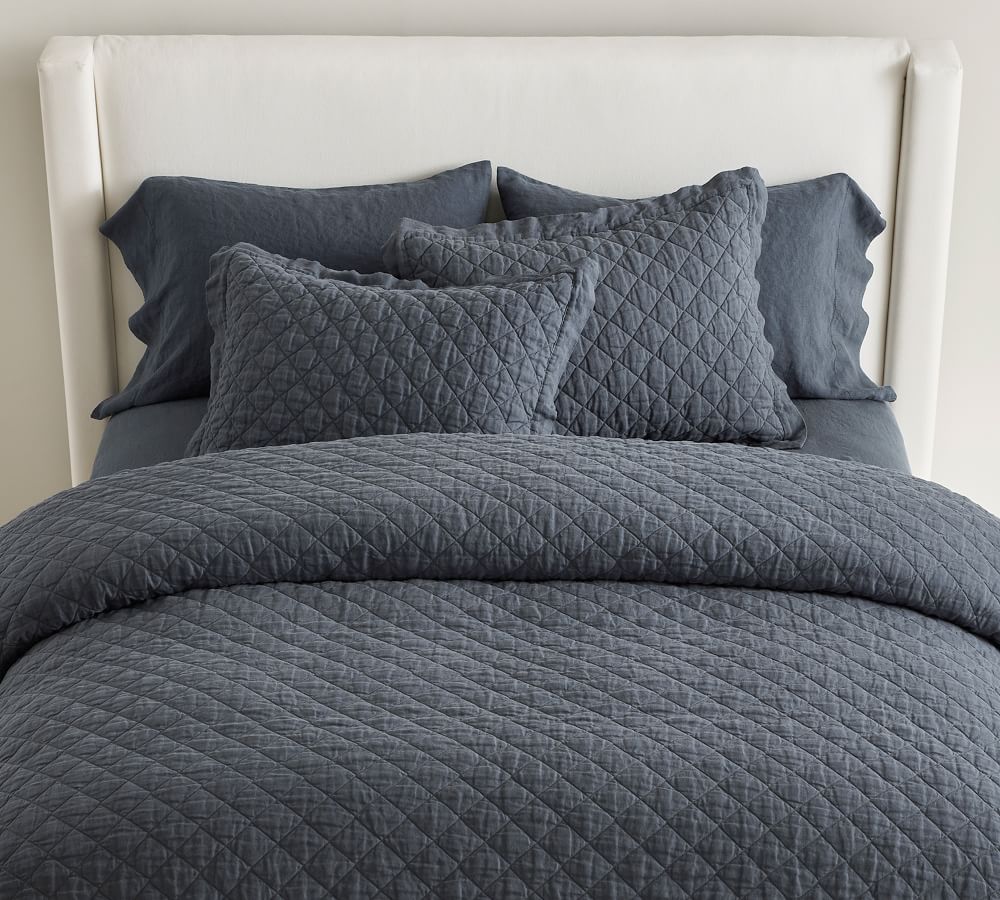 Flax Belgian Flax Linen Diamond Quilt & Sham | Pottery Barn