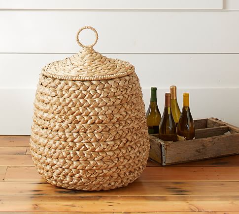 Beachcomber Basket Natural, Tulip Basket with Lid