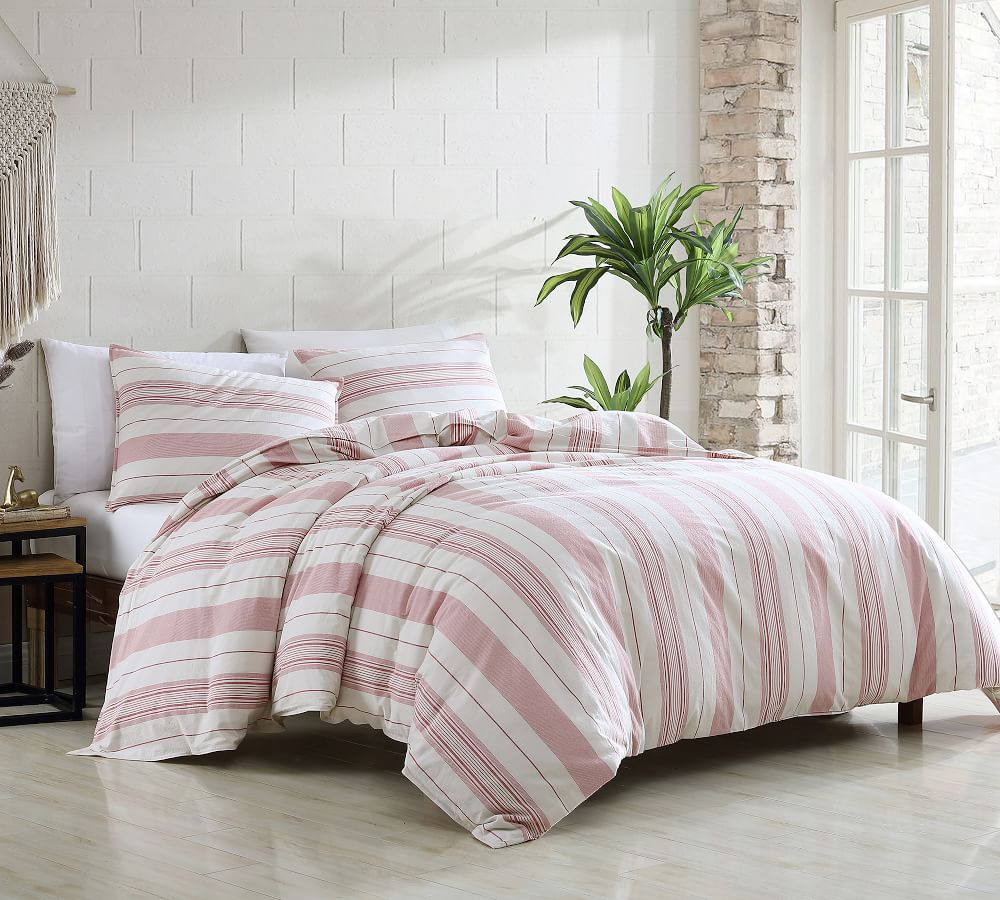 Ayva Striped Percale Comforter & Shams Set | Pottery Barn