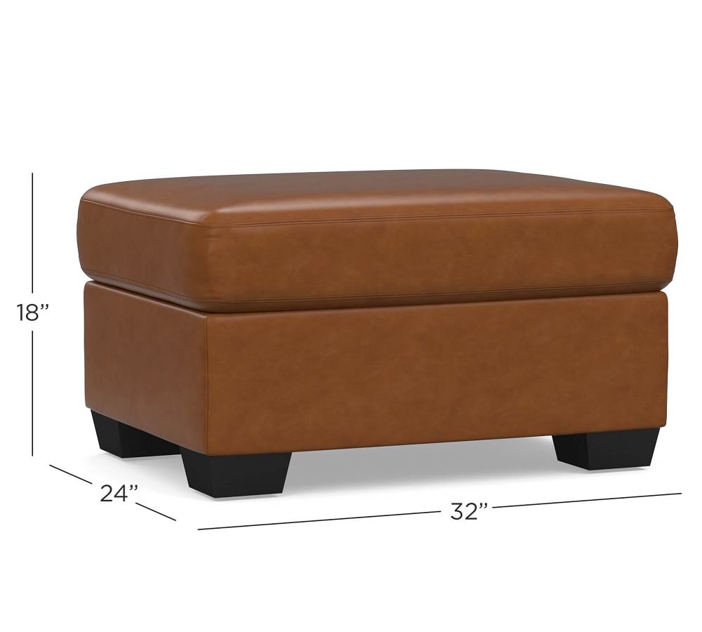 York Leather Ottoman Pottery Barn