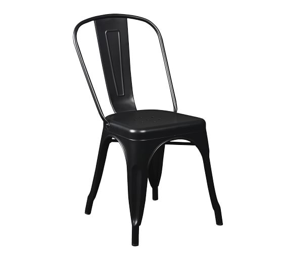 set of 4 black metal chairs